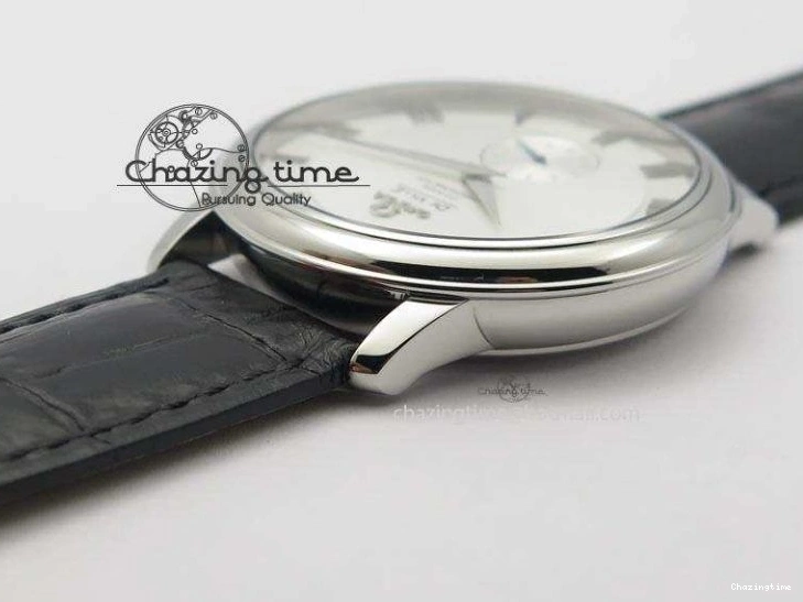 0814 De Ville MK 1:1 Best Edition SS White Dial On Black Leather Asian Seagull T1701 (Sec@6) Sporty 8244